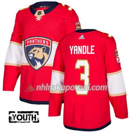 Florida Panthers Dresy Keith Yandle 3 Červená 2017-2018 Adidas Authentic - Dětské